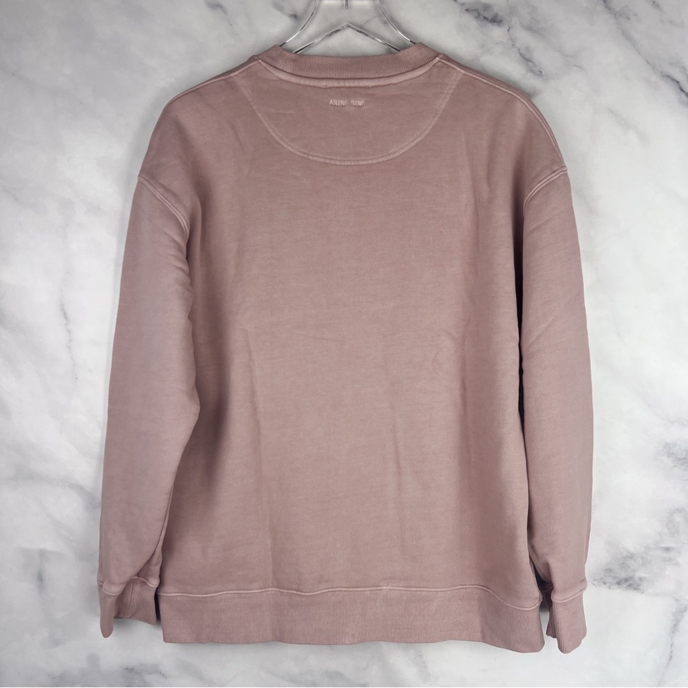 NWT Anine Bing Tyler Satin Block Letter Logo Oversized Pullover Sweatshirt Top M - Picture 5 of 11